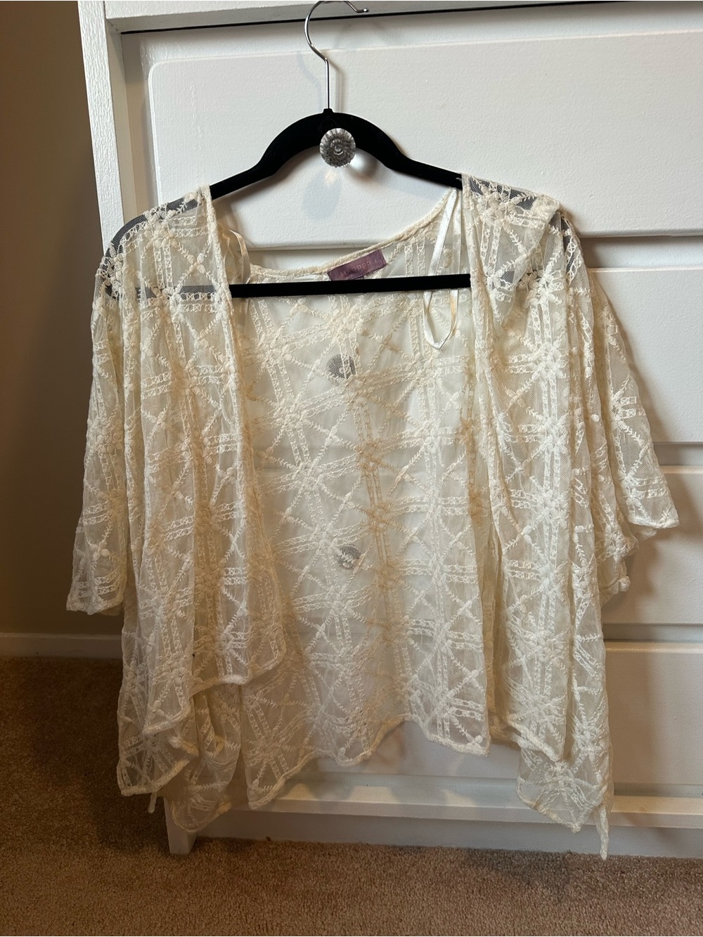 Harper Cream Lace Open-Front Kimono New Without Tags